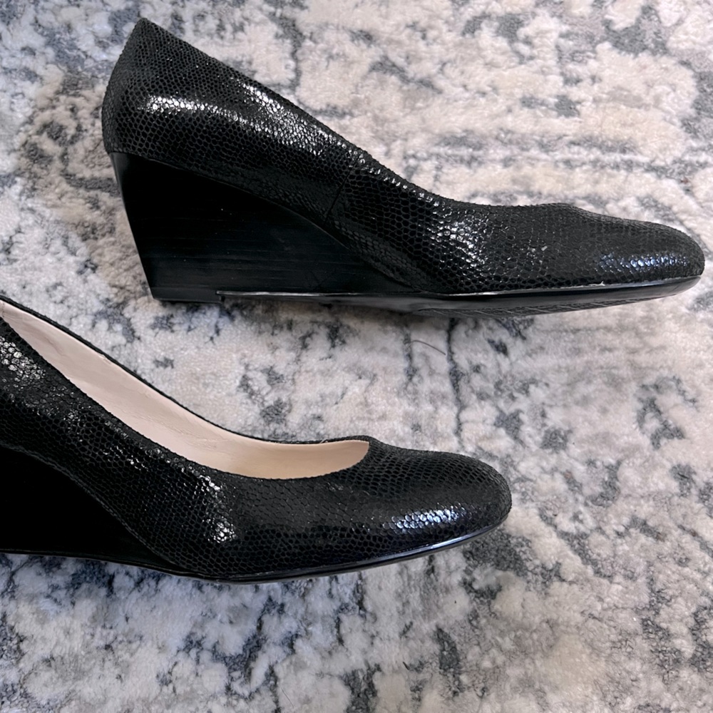 Textured black Calvin Klein 3 inch wedge size 9.5. Mint condition!
